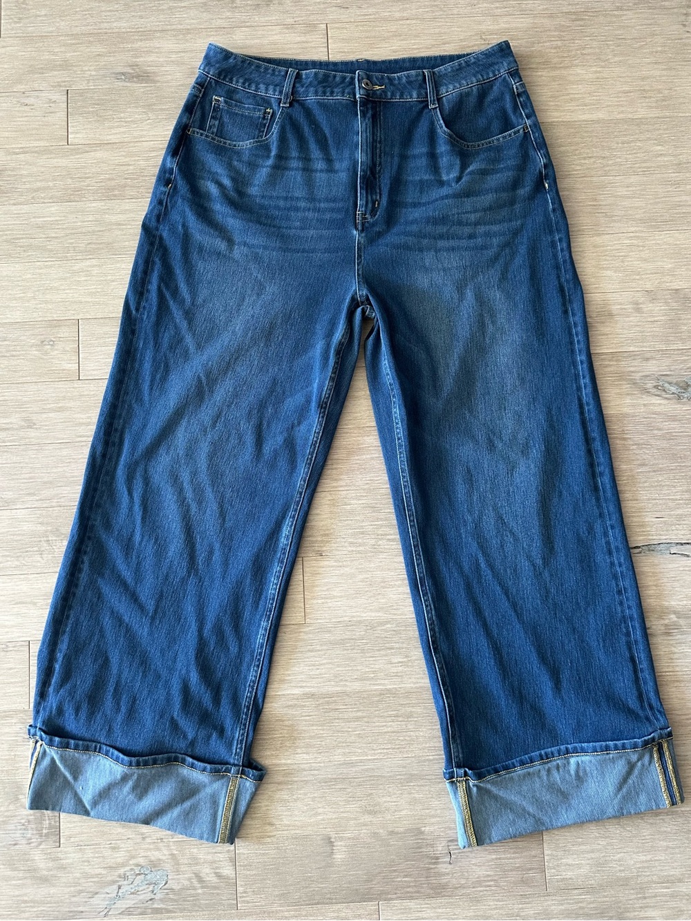 HALARA Dark Blue Wide-Leg High-Rise Jeans Size XL